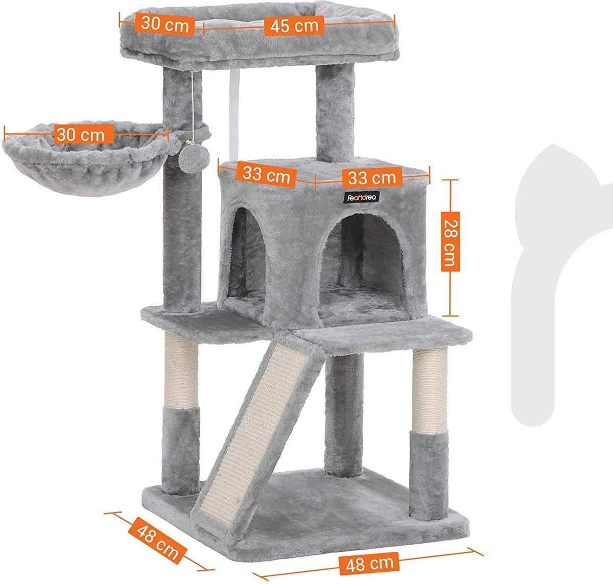  Luxe Krabpaal - Kattenboom Met Krabbord - Lichtgrijs