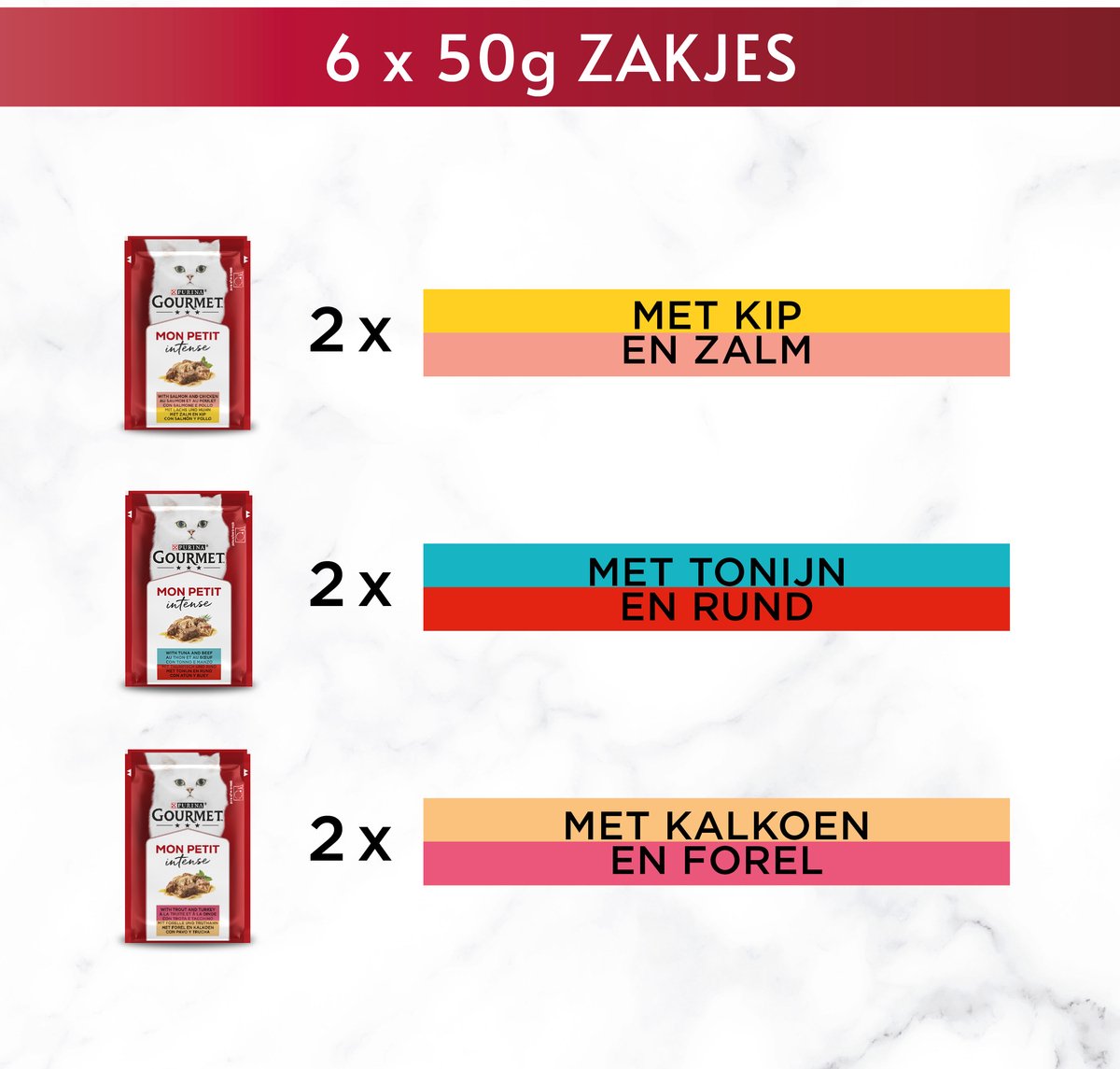  Gourmet Mon Petit Intense - Kattenvoer Natvoer - Duo Vis/Vlees - 24 X 50 Gr