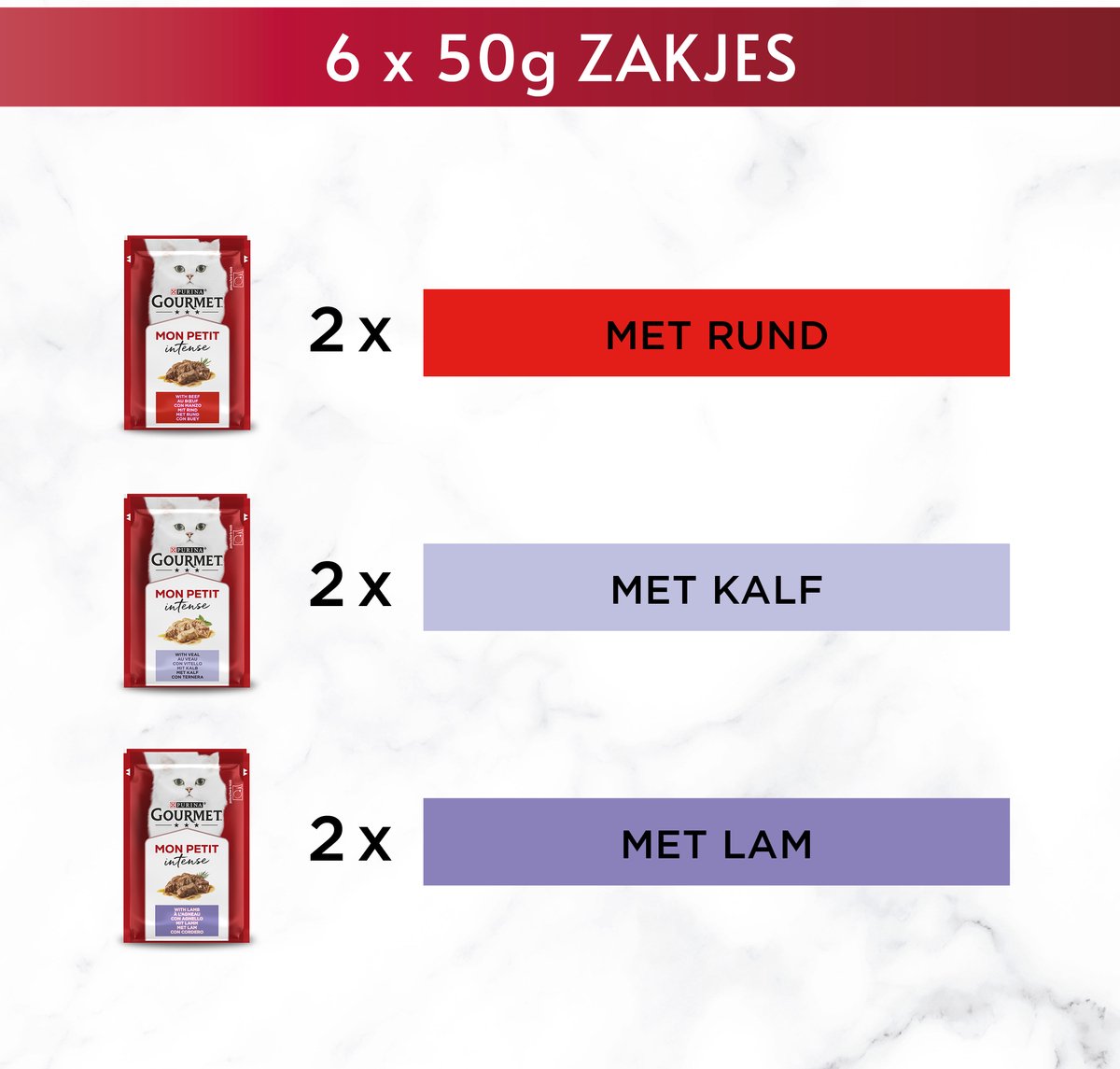  Gourmet Mon Petit Intense - Kattenvoer Natvoer - Vlees - 24 X 50 Gr