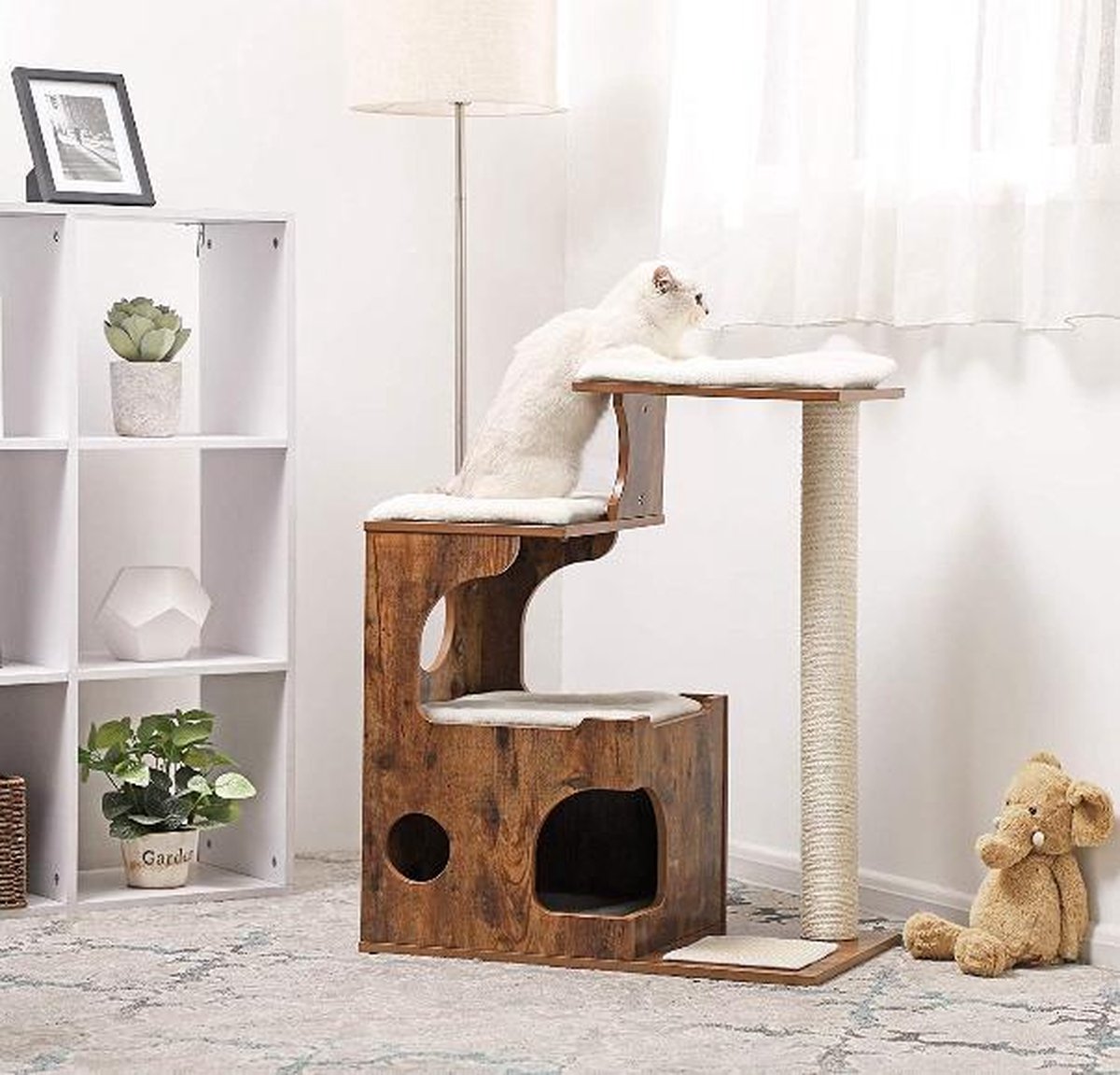  MIRA Home - Krabpaal Voor Katten - Krabpaal - Hout/Sisal - Bruin/Zwart - 66x42x88
