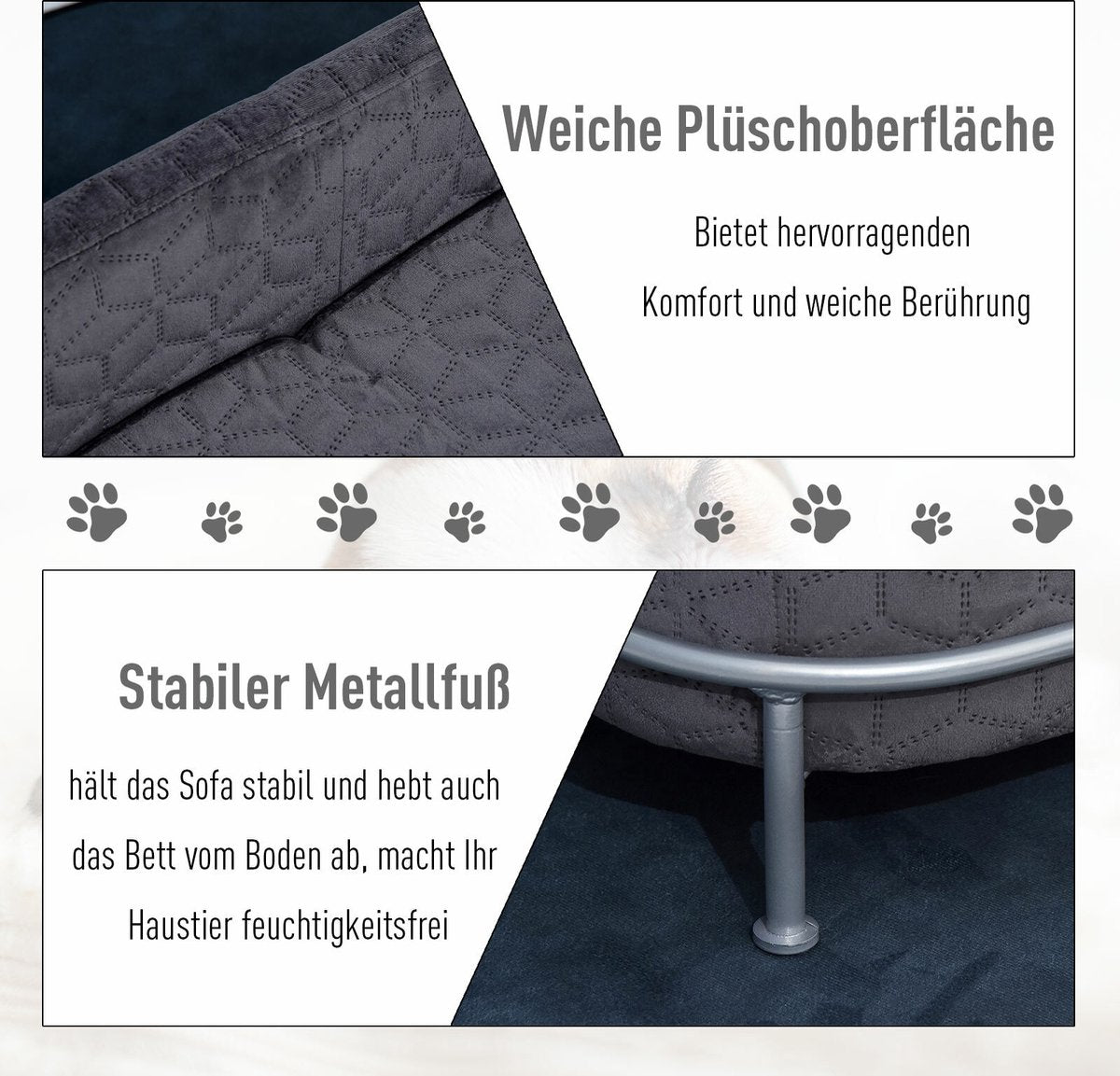  PawHut Hondenbank Met Rugleuning Huisdierenbank Met Metalen Poten Hondenbed Kattenbank D04-157