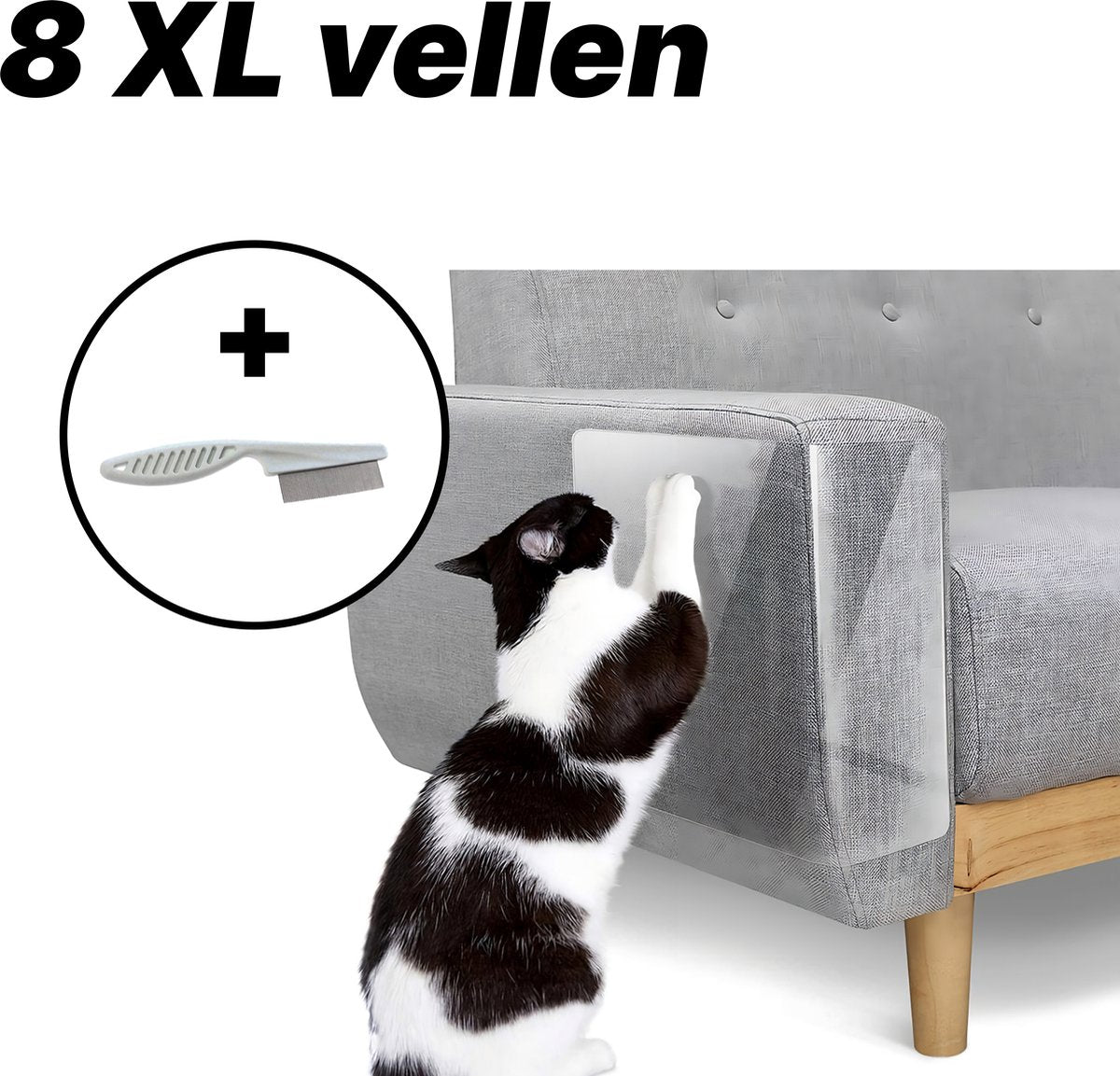  SHATY® Anti Krab Katten - Katten Anti Krab - 8 XL Vellen - Meubelbescherming - Bankbescherming - Krabpaal - Krabplank - Anti Scratch - Tegen Krabben - Plakzijde - Geen Punaises Nodig -Transparant - 43.2 X 30.5 Cm - Incl GRATIS Katten Kam