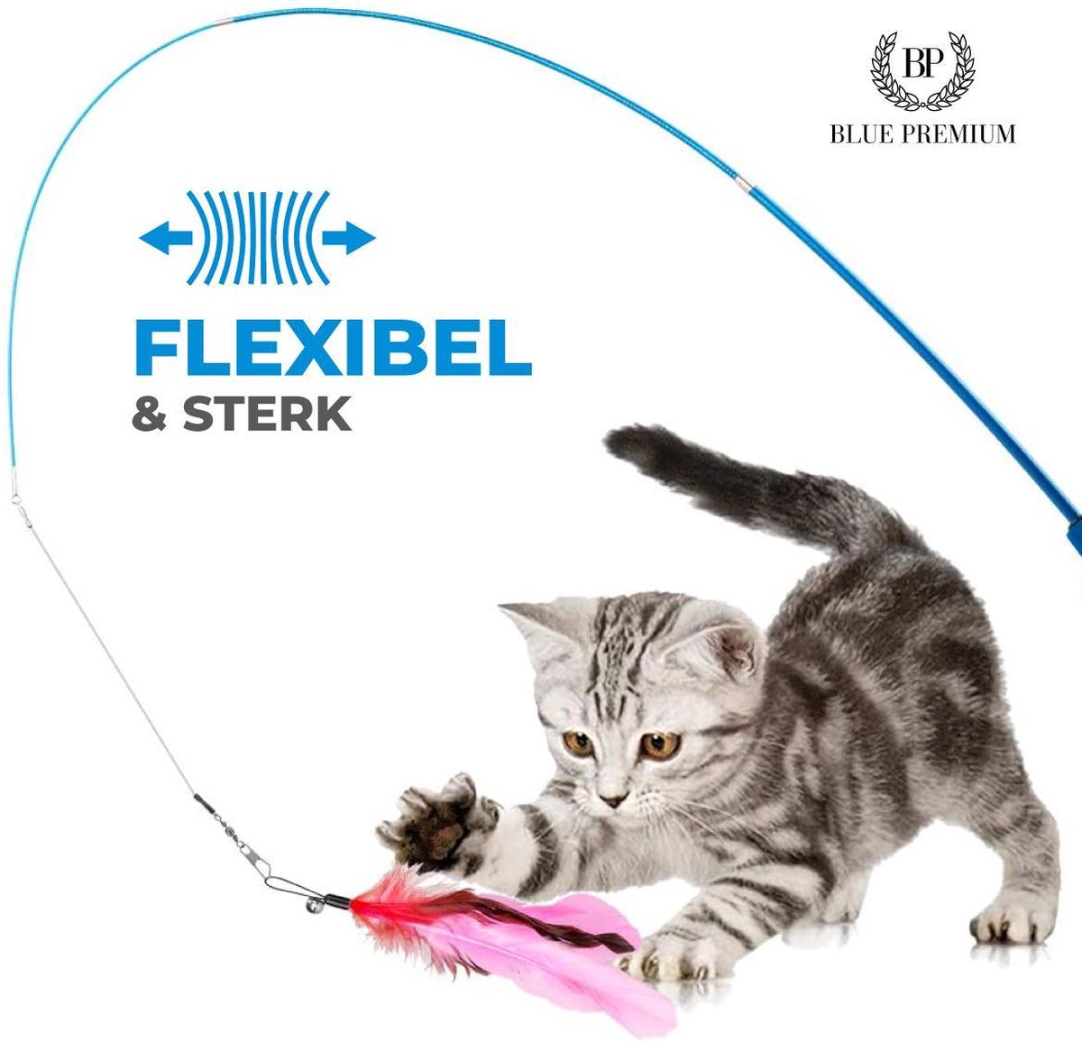 Merkloos 2 Kattenhengels Met 10 Speeltjes – Bewegende Kattenspeeltjes Met Veren En Belletjes – Interactieve Kattenspeelgoed Voor Kittens – Cat Toys