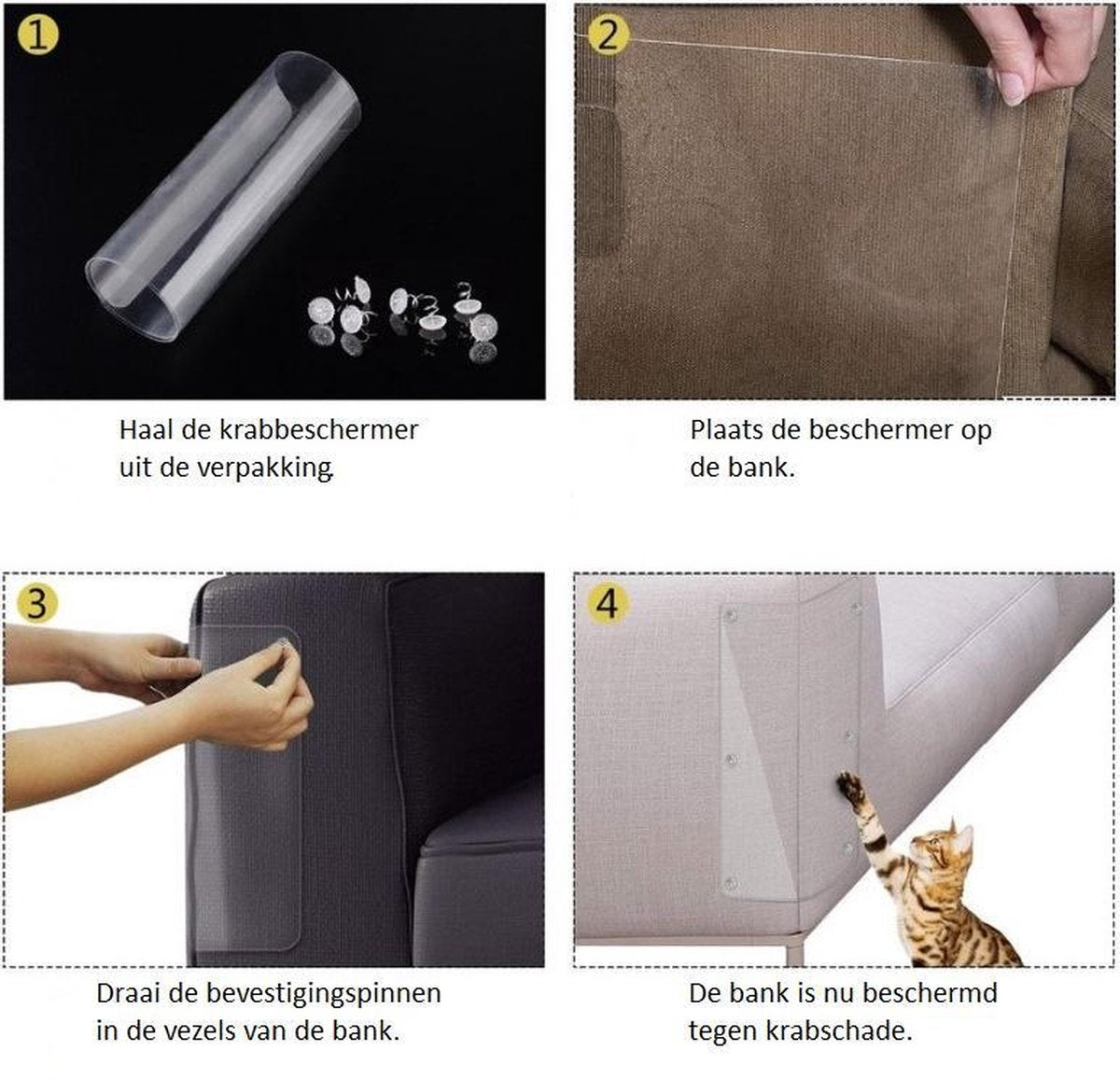 Merkloos Bank Beschermer Tegen Krabschade Van Katten En Honden 45*15CM – Anti Krab Nagels En Bijt Bescherming Meubilair – Voorkomt Bijtschade En Krabben Aan Meubels En Interieur – Transparant Protector 2 Stuks