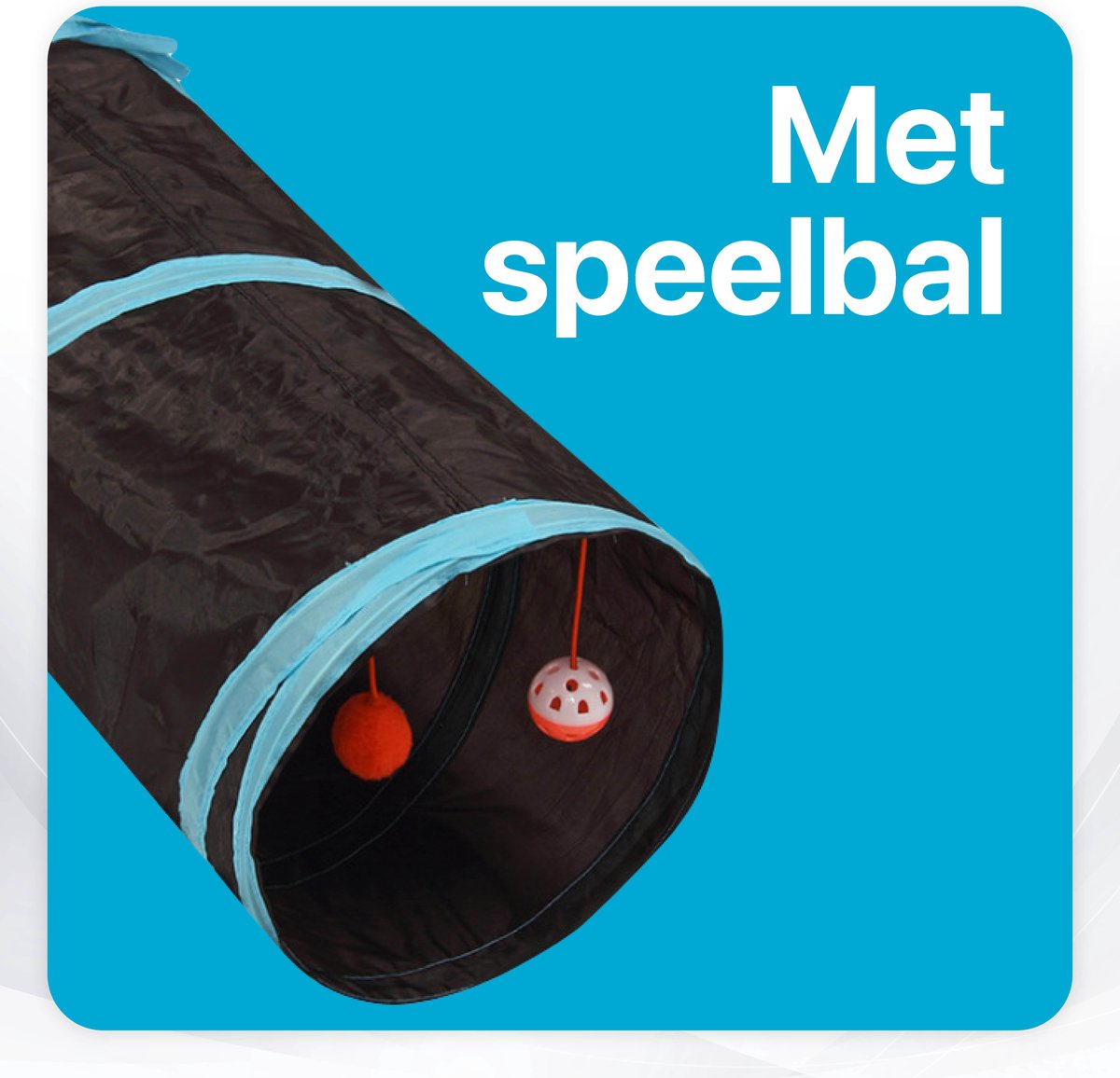  Tavaro Kattentunnel 5 Gangen - Met Speelbal - Kattenspeelgoed - Zwart / Blauw