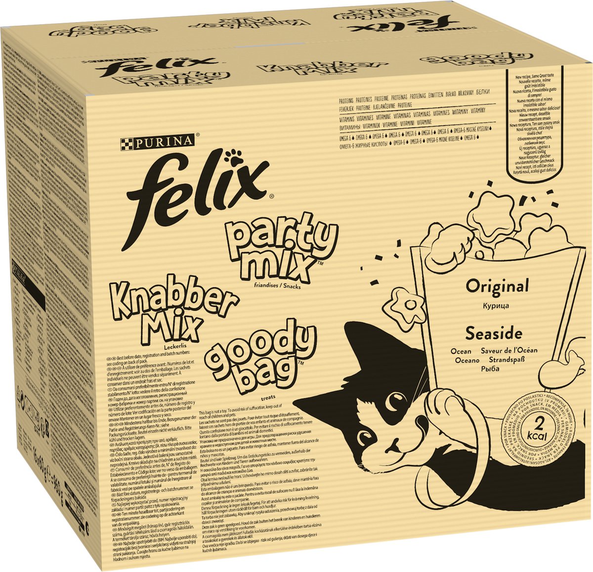  Felix Cat Snacks Party Mix - Kattensnacks Original En Seaside - 16 X 60g