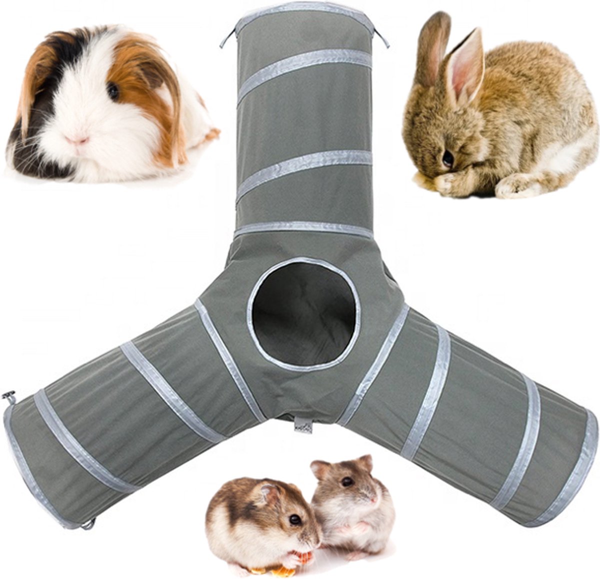  Adabol Knaagdier Speeltunnel – Konijnen Speelgoed – Cavia Speelgoed – Hamster Speelgoed – Konijnen Tunnel – Cavia Tunnel – Hamster Tunnel – 3 Gangen – 50 Cm Lengte