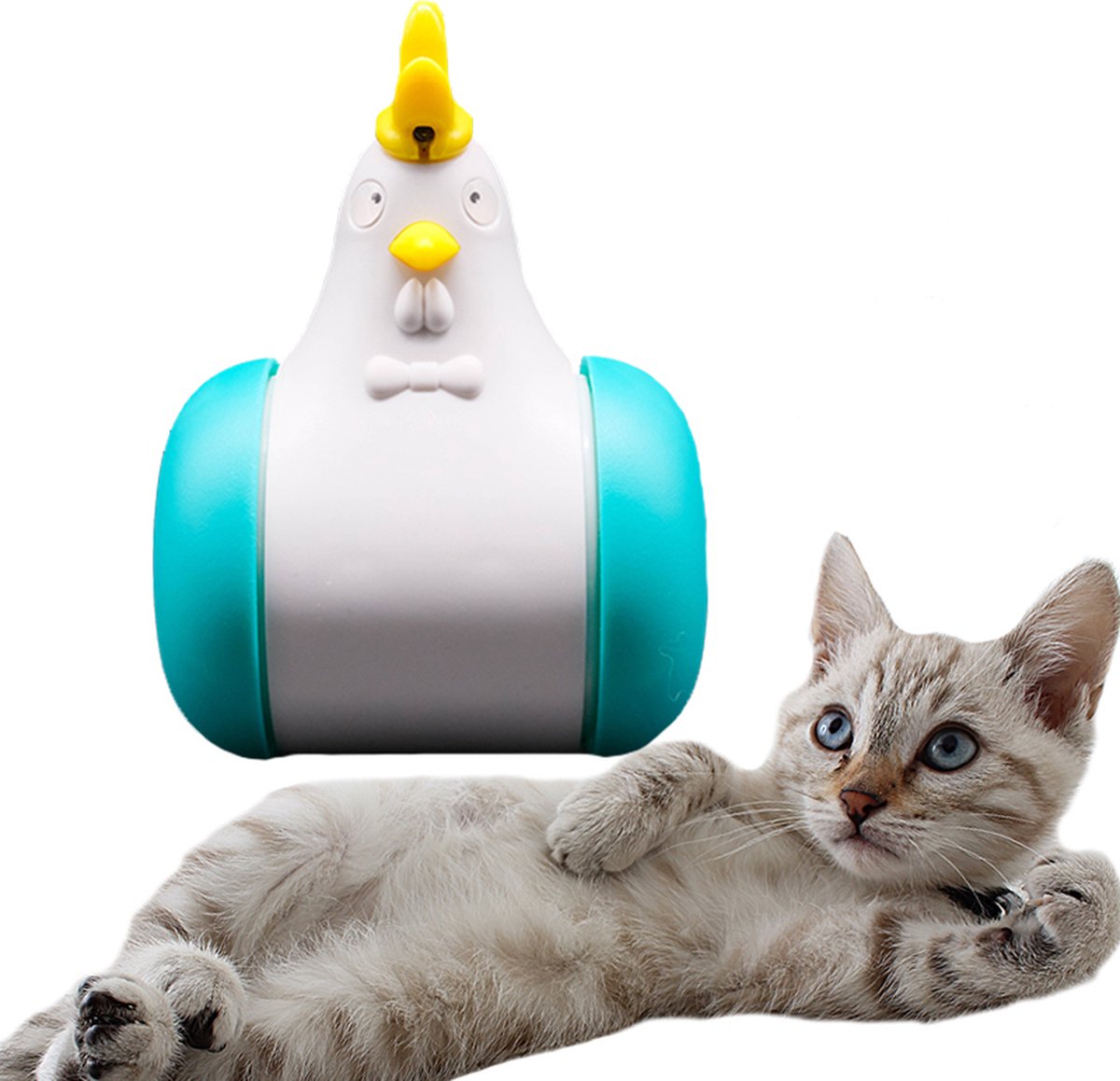  TocaToca Kip- Interactieve Zelf Bewegende Speeltje- Kattenspeeltjes- Kattenspeelgoed- Intelligentie- Kip Voor Katten- Laser- USB- Speelgoed- Geluid- Blauw