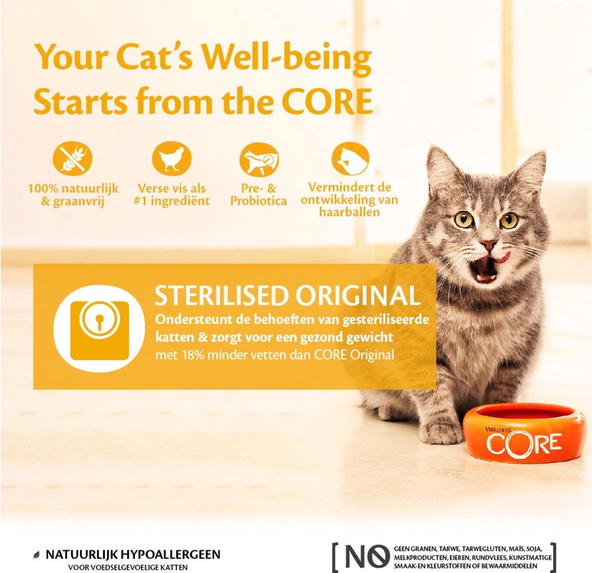  Wellness Core Grain Free Cat Sterilised Kip &amp; Kalkoen - Kattenvoer - 1.75 Kg