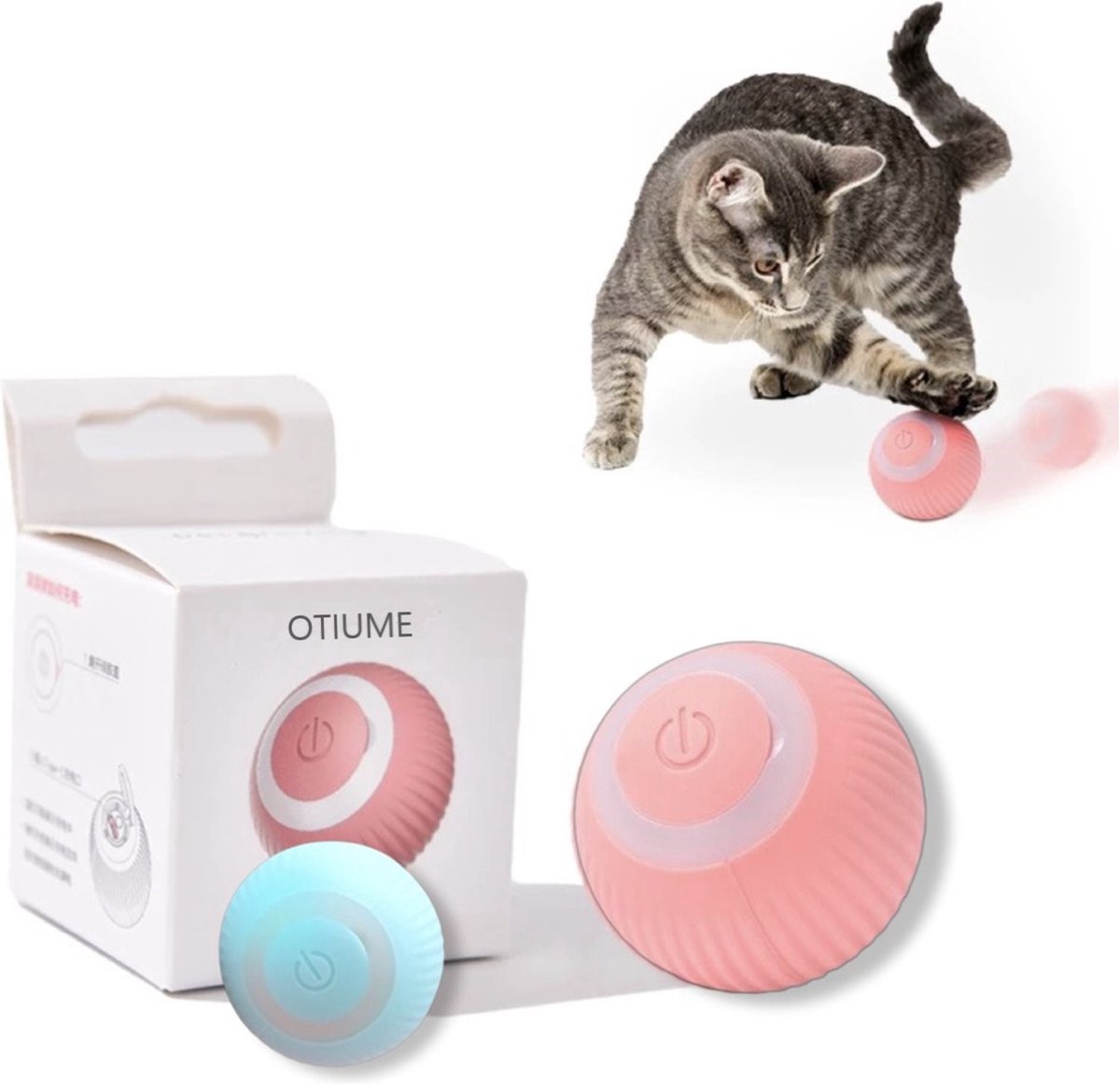  Otiume Slimme Katten Speeltje - Interactieve Zelf Rollende Bal Voor Katten - Kattenspeeltjes - USB Oplaadbaar- Turquoise