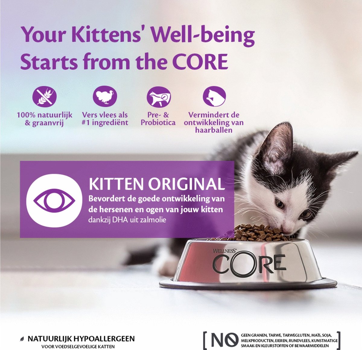  Wellness Core Grain Free Kitten - Kalkoen &amp; Kip - Kattenvoer - 1.75 Kg