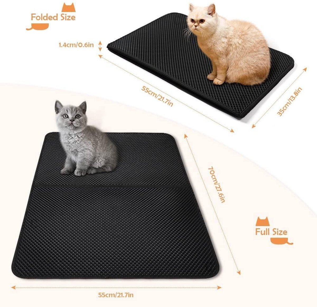  Nobleza Kattenbakmat - Kattenmat Met Filter - Kattenbak Accessoires - Grit Opvanger - 3 Lagen - Waterdicht - 60x45 Cm - Opvouwbaar - Zwart