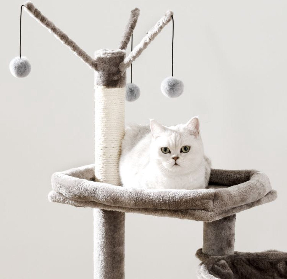  Signature Home Catty Krabpaal Met Kattenbak - Kattenbakkast - Kattenhuis Met Deur En Slot - Krabpalen Met Hangmat Mand Katten Huis - Kattenbakmeubel Verborgen - Alles-in-één Kattenspeelgoed Met Kattenhuis - Grijs - 60cm X 150cm X 48cm