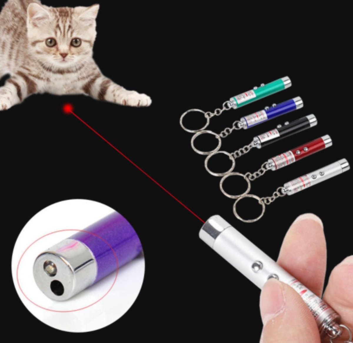 Merkloos 2 In 1 - Laserlampje Voor Katten - Kattenspeelgoed - + Mini Zaklamp
