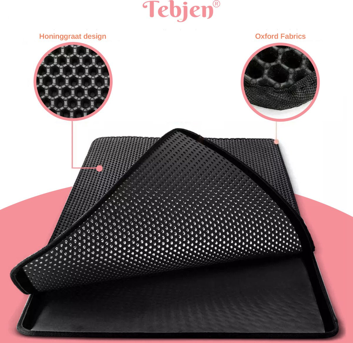  TEBJEN Kattenbakmat – Kattenbak Mat Grit Opvanger - Schoonloop Katten Mat – Dubbele Waterdichte Laag – Uitloopmat Kattenbak – Kattenbak Accessoires - Met Speelgoedmuisje En Schepje - 30cm * 30cm