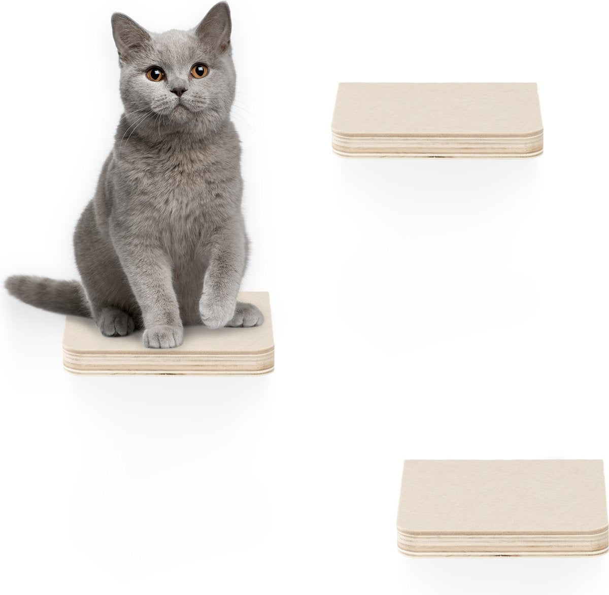  Navaris Katten Klimmuur 3 Tredes - 18 X 18 X 1,5 Cm Per Plankje - Katten Klimwand Van Hout - Inclusief Bevestigingsmateriaal