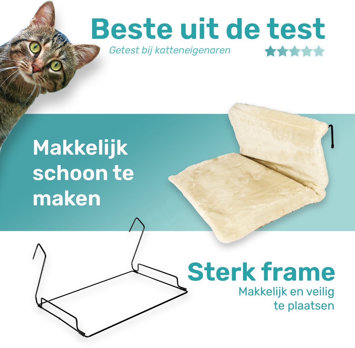  Kattenhangmat - Voor Aan Het Raam - Kattenmand - Raam - Hangmat Kat - Dieren - Kattenbed - Kattenmand - Slaapplek - Ligplaats