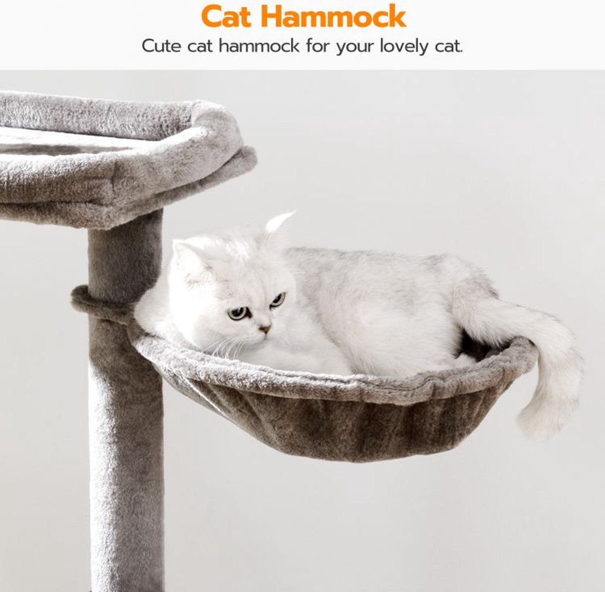  Signature Home Catty Krabpaal Met Kattenbak - Kattenbakkast - Kattenhuis Met Deur En Slot - Krabpalen Met Hangmat Mand Katten Huis - Kattenbakmeubel Verborgen - Alles-in-één Kattenspeelgoed Met Kattenhuis - Grijs - 60cm X 150cm X 48cm