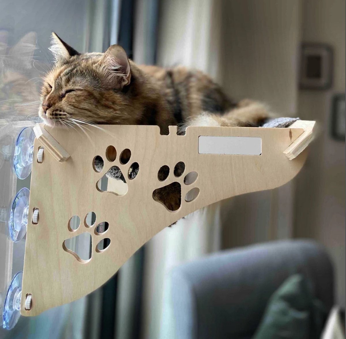 Merkloos Arnillo - Kattenhangmat - Kattenhangmat Raam - Kattenmand - Kattenbed - Kattenbed Raam - Kat Decoratie - Houten Kattenhangmat