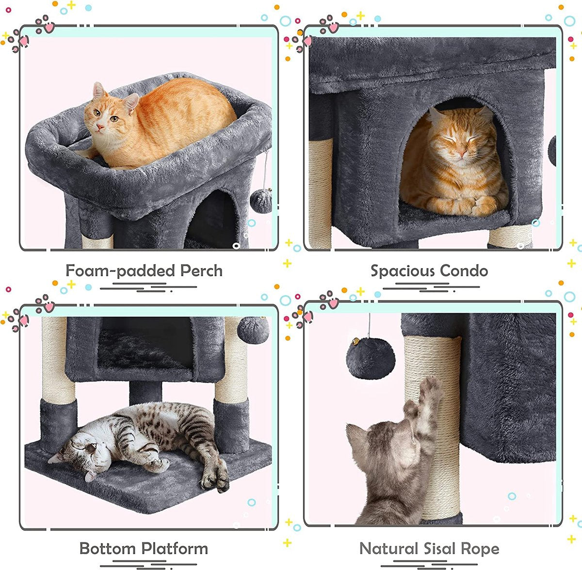  Yaheetech Krabpaal Kleine Kattenkrabpaal Met Grote Kattenholte Pluche Kattenboom Kattenmeubel Speelboom Voor Kleine Katten