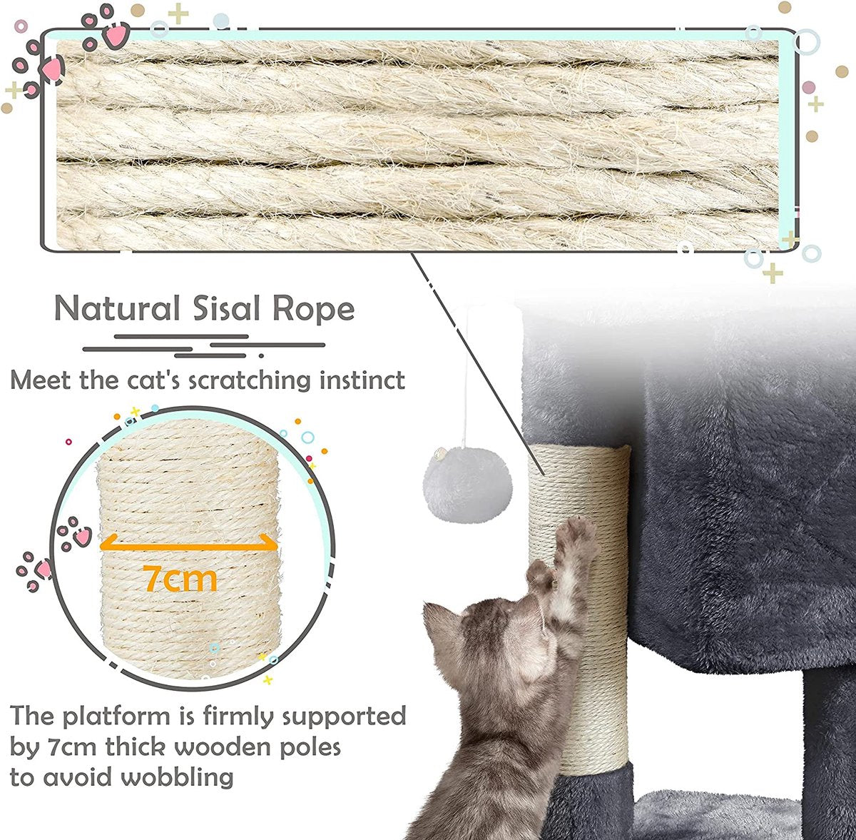  Yaheetech Krabpaal Kleine Kattenkrabpaal Met Grote Kattenholte Pluche Kattenboom Kattenmeubel Speelboom Voor Kleine Katten
