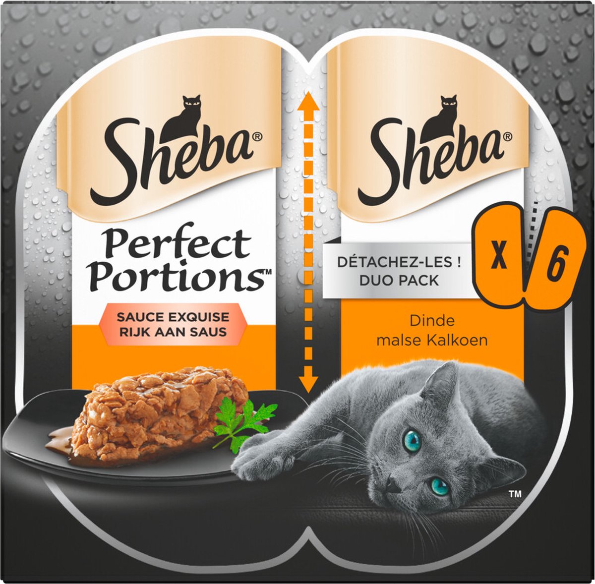 Sheba Perfect Portions In Saus Katten Natvoer - Kalkoen - 8 X 6 Stuks
