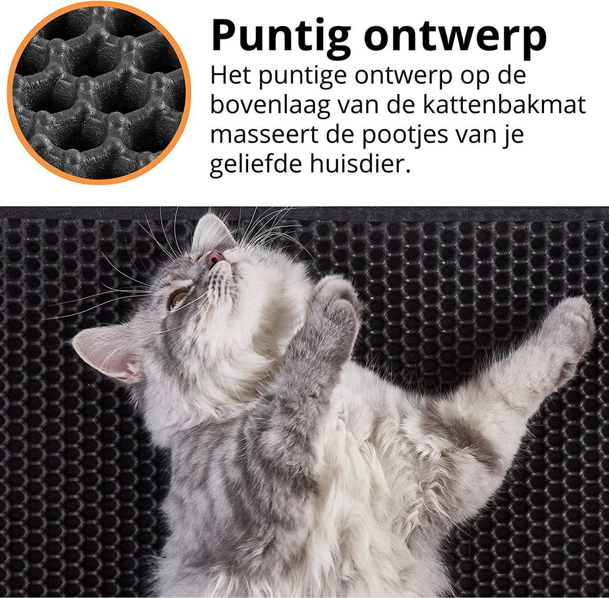  Behave Kattenbakmat - Dubbele Laag - Honingraatdesign - Waterdicht - Katten Grit Opvanger - Schoonloopmat - Kattenbak Mat - Zwart - 45*60 Cm