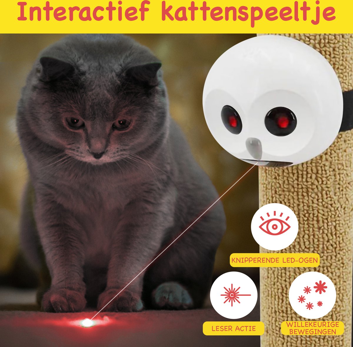  Kattenspeeltjes - Kattenspeelgoed Intelligentie - Laser - Kattenspeelgoed Elektrisch - Kattenspeelgoed Interactief