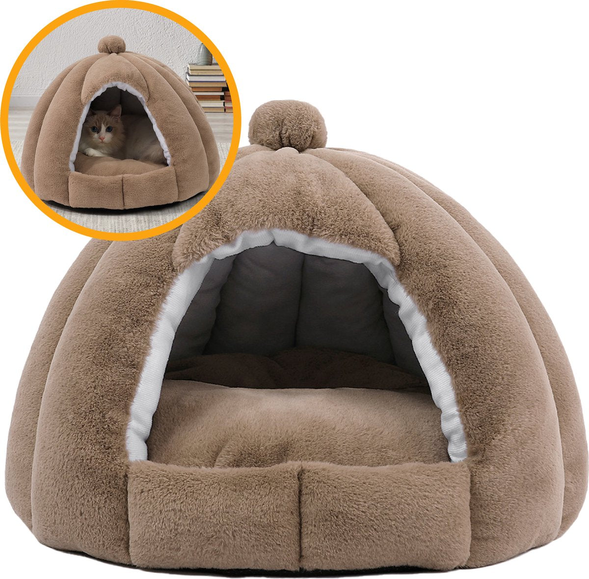  MIRO Katten Huis - Kattenhuizen - Kattenhok - Kattenmand - Dierenhuis - Extra Zacht - Bruin