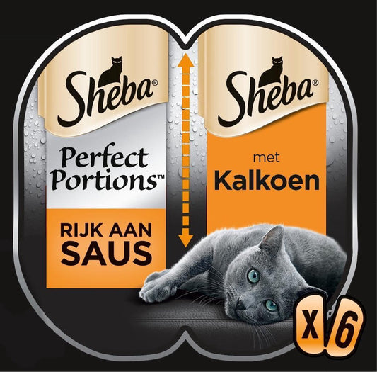  Sheba Perfect Portions In Saus Katten Natvoer - Kalkoen - 8 X 6 Stuks