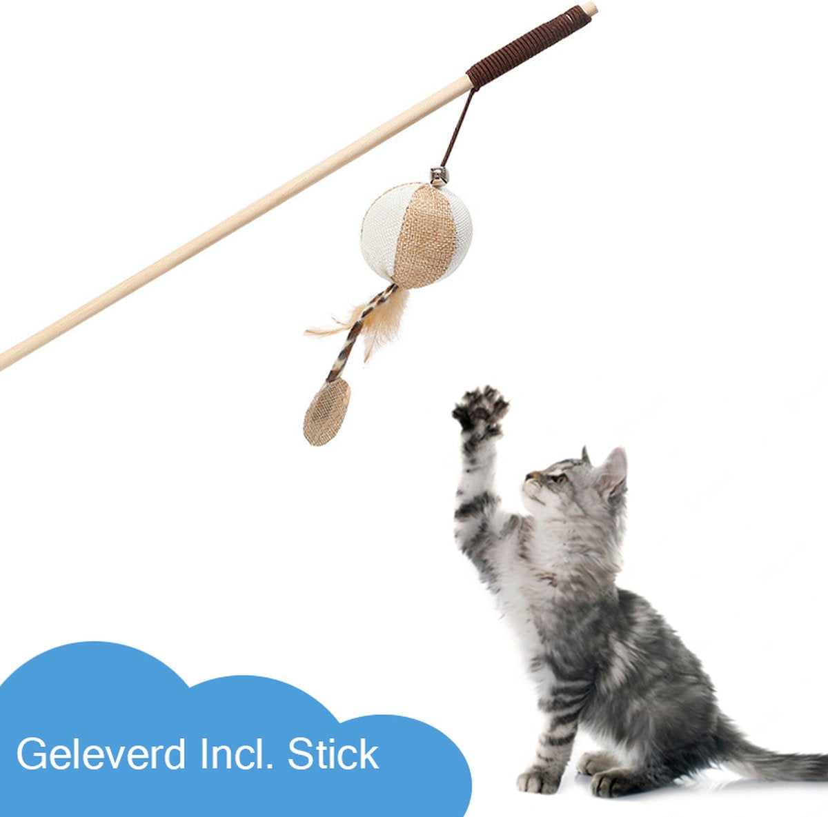  Katten Speeltjes Katten Speelgoed Kattenspeeltjes Katten Hengel Bal – Wit Bruin