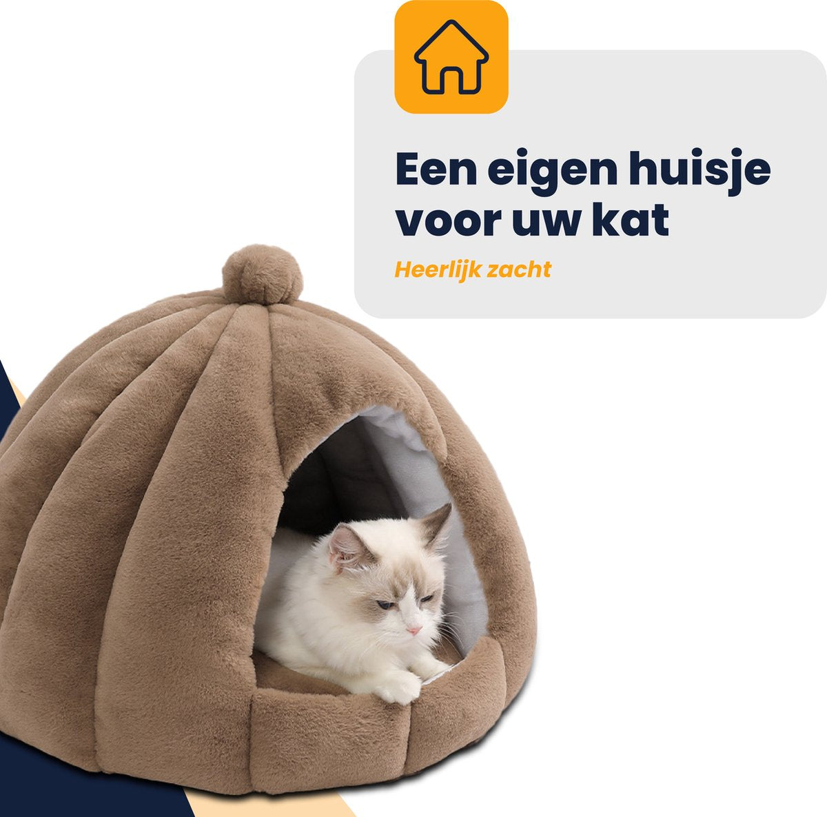  MIRO Katten Huis - Kattenhuizen - Kattenhok - Kattenmand - Dierenhuis - Extra Zacht - Bruin