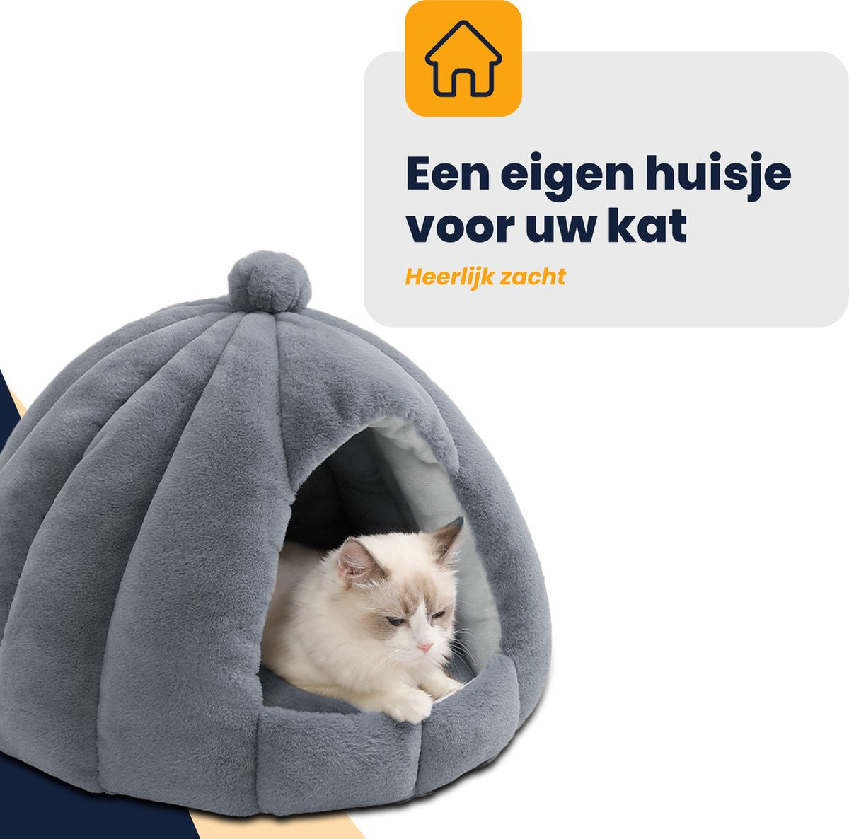  MIRO Katten Huis - Kattenhuizen - Kattenhok - Kattenmand - Dierenhuis - Extra Zacht - Grijs