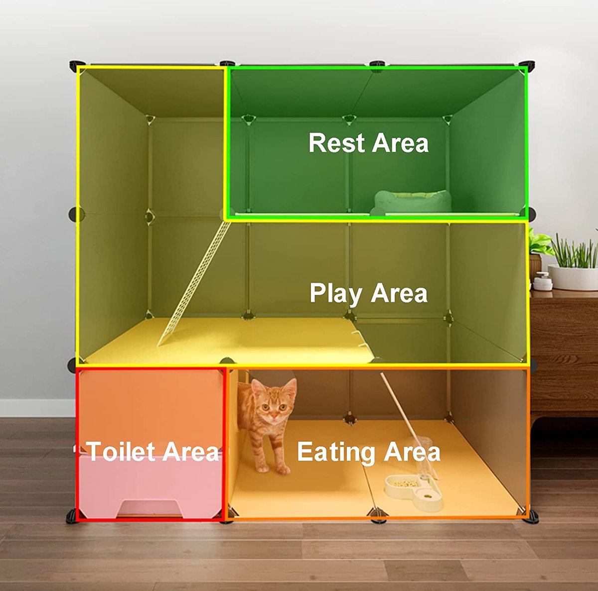 Merkloos XXL Premium Kattenkooi Met Kattenbak 2-laags Kattenkooien Voor Binnen - Grote Opvouwbare Kattenren - Kattenbench Kat Bench - Zwart Dierenverblijf