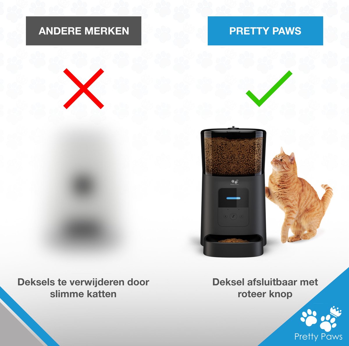  Pretty Paws PP005 Wifi Voerautomaat Zwart - Automatische Voerbak - Slimme Voerautomaat Met App - Instelbaar Voedingsschema - WIFI