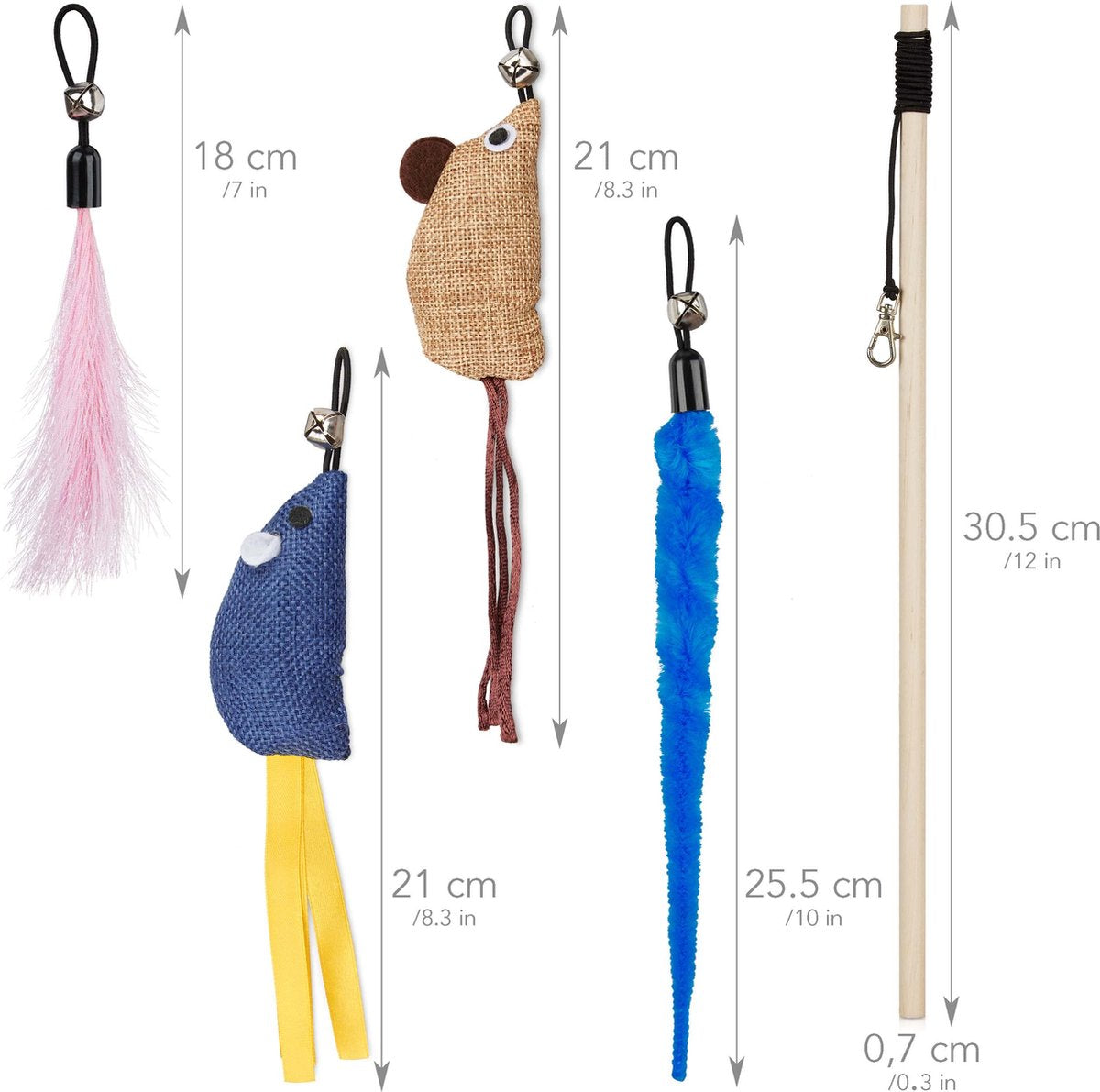  PRETTY KITTY Cat Toy Set Vegan: Grote 15-delige Kattenspeelset Met Kattenhengel, Nepveren En Kattenkruid Speelgoed Kat