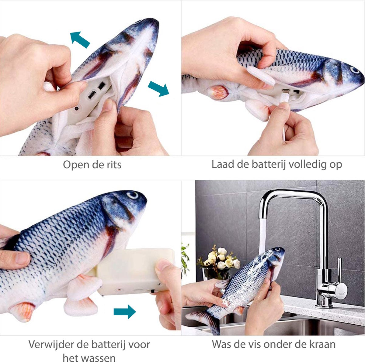  Filo Elektrisch Kattenspeeltje Bewegende Vis 30CM Met Kattenkruid + Goudvis 20CM - Interactief Speelgoed Katten - Elektronisch Kattenspeelgoed - Dansende Elektrische Speelvis Kat - Kattenspeeltjes Intelligentie - Speelgoed Kittens - Speeltjes Kitten