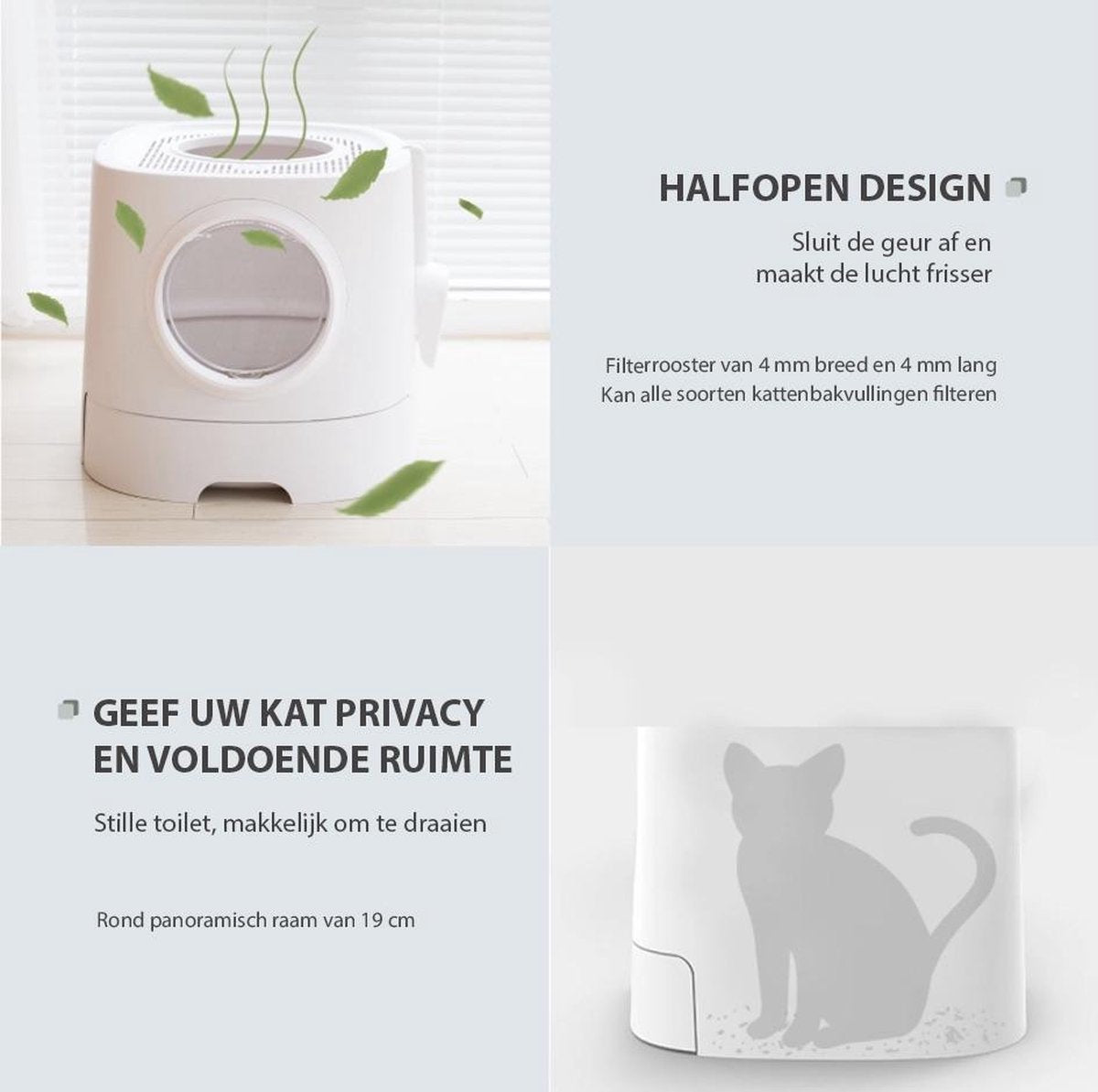  Skipoo Kattenbak Space Series - Kattenmand Met Lade - Inclusief Kattenbak Schep - Grote Kattenbak