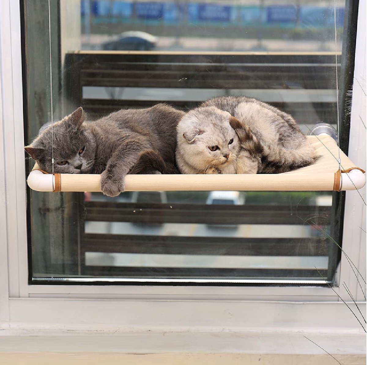 Merkloos Kattenhangmat Voor Raam - Hangmat Kat - Kattenmat - Kattenmand Raam - Kattenmand - Kattenspeeltjes - Beige - Voor Grote &amp; Kleine Katten - Tot 20 KG