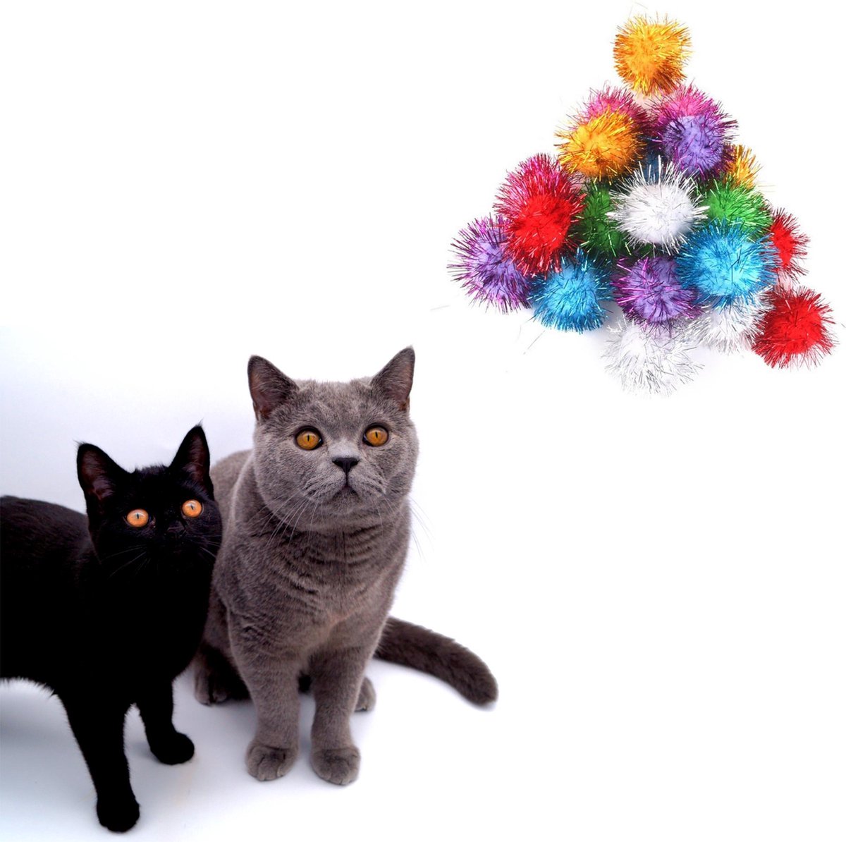  Make Me Purr Glitter Pompon Ballen (10 Stuks) - Kattenspeeltjes - Kattenspeelgoed - Speelgoed Voor Katten - Kat Speeltje Bal - Kitten Speeltjes Balletjes