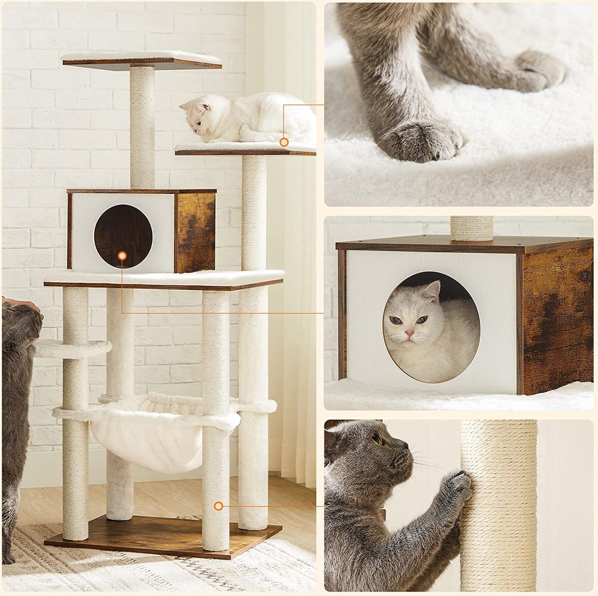  Hoppa! Krabpaal, Kattenmeubel, Modern, Vintage Bruin