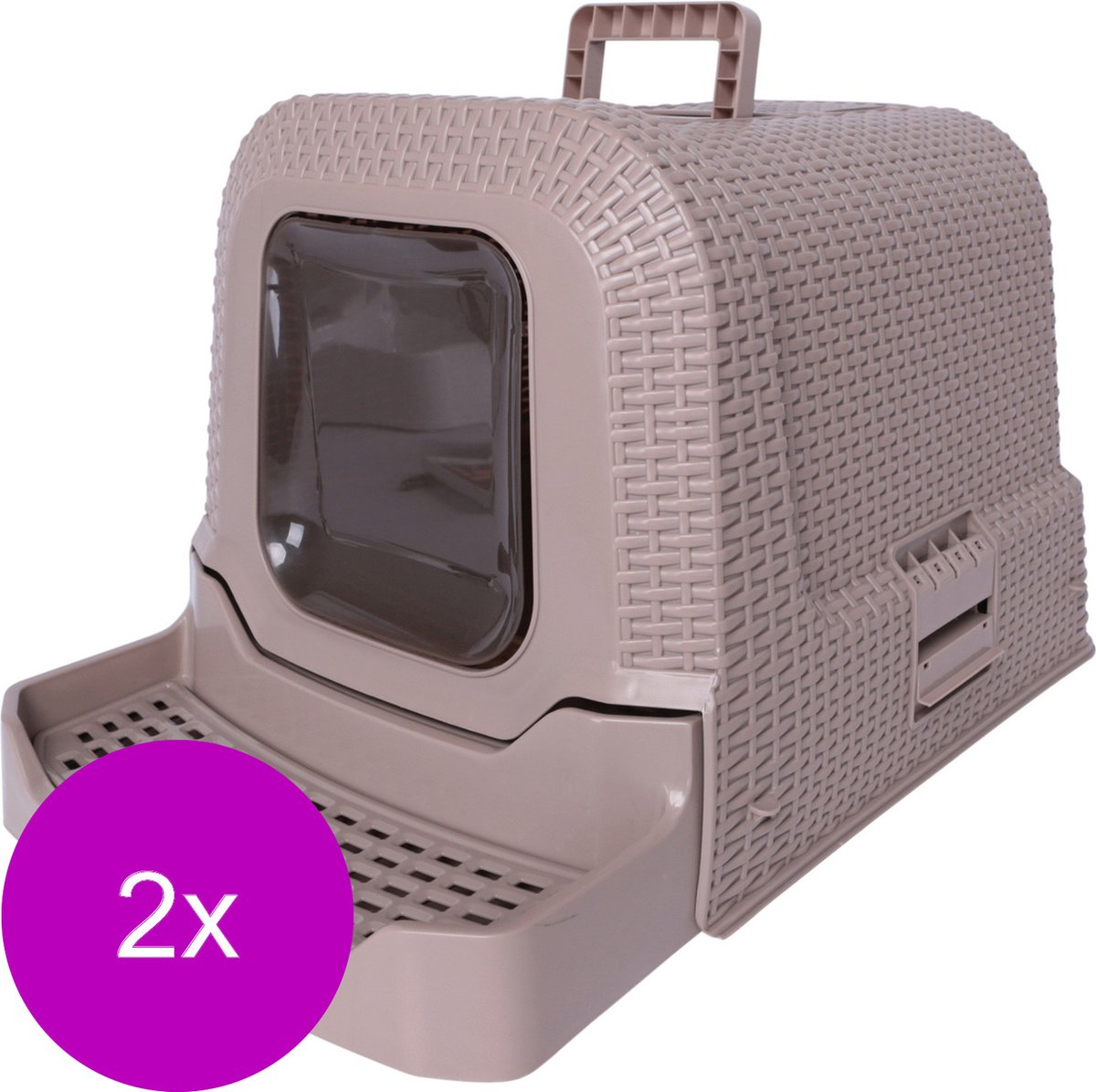  Adori Kattentoilet Rattan 69x42x41 Cm - Kattenbak - 2 X Taupe