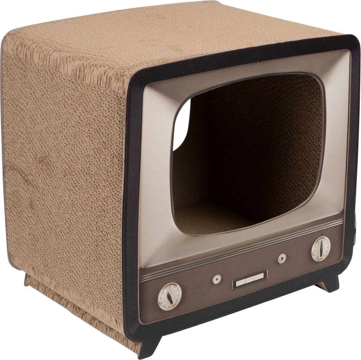  District 70 TELLY - Retro TV Krabmeubel - Instagrammable Kartonnen TV Voor Katten - 39 X 27 X 37 Cm