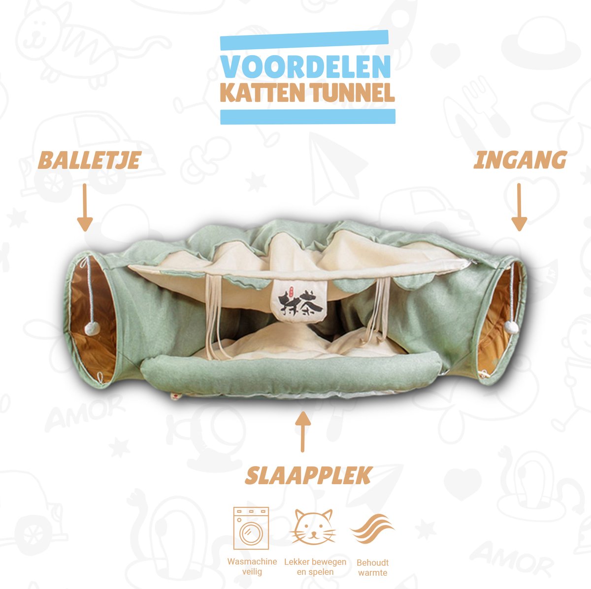  Kattentunnel - Tunnel Kat - Kattenmand - Kattenhuis - Speel Tunnel Kat - Premium