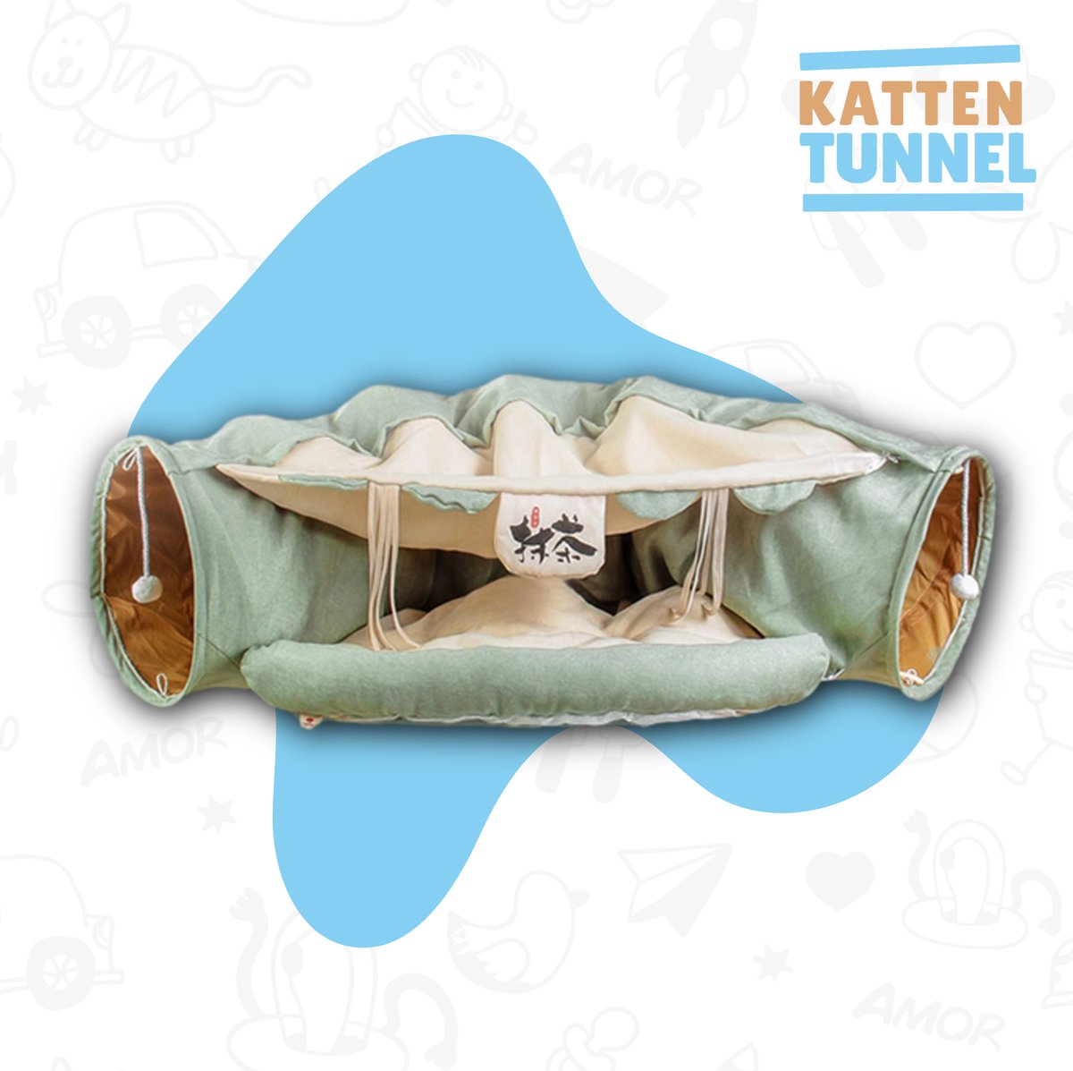  Kattentunnel - Tunnel Kat - Kattenmand - Kattenhuis - Speel Tunnel Kat - Premium
