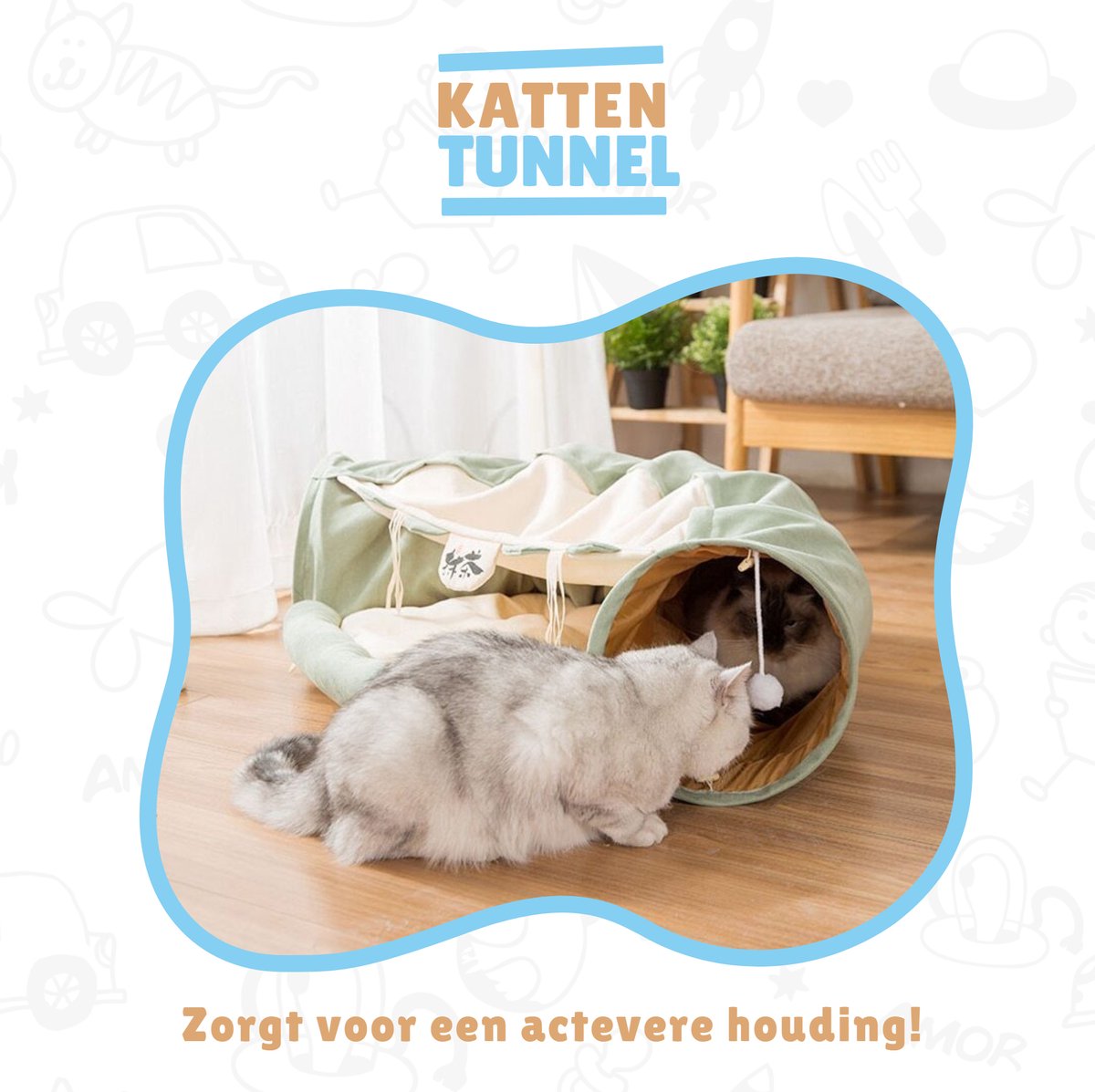  Kattentunnel - Tunnel Kat - Kattenmand - Kattenhuis - Speel Tunnel Kat - Premium