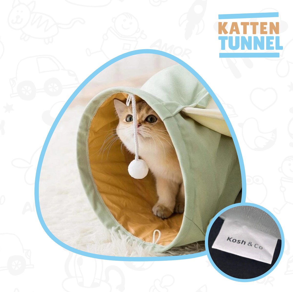  Kattentunnel - Tunnel Kat - Kattenmand - Kattenhuis - Speel Tunnel Kat - Premium