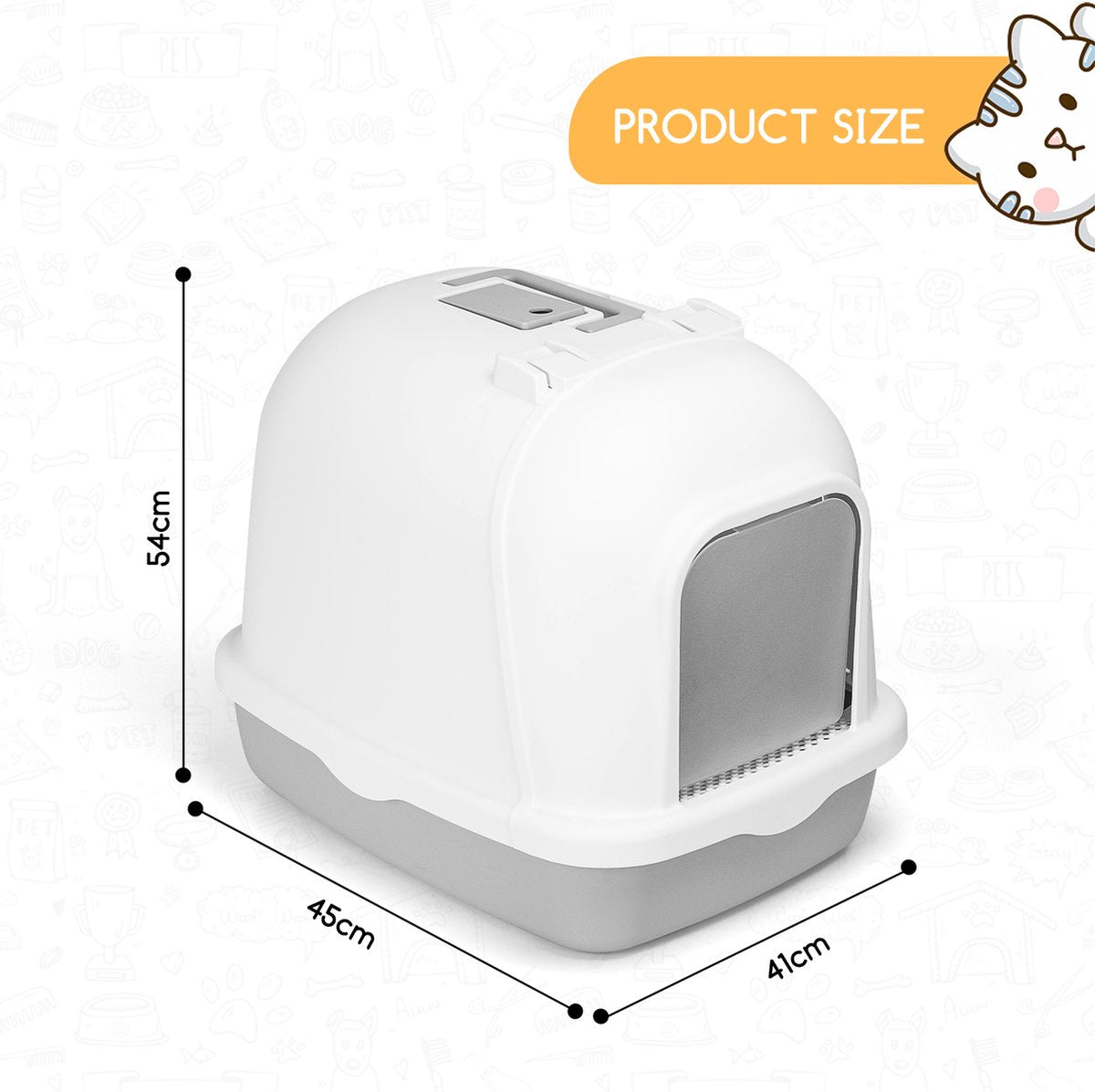  Nobleza ZSW - Kattenbak Met Kattenbakschep - 54x41x45 Cm - Grijs- L