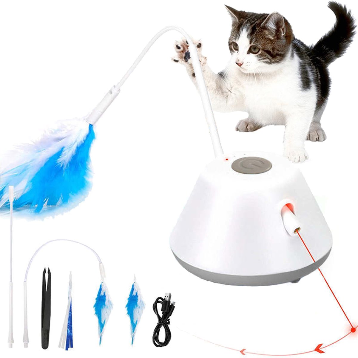  Filo Elektrisch Rijdend Kattenspeelgoed Met Laser - Rijdend Kattenspeeltje - Automatisch Interactief Speelgoed Katten - Kattencadeaus - Elektronisch Speelgoed Kittens - Kat - Kitten - Laserspeelgoed - Kado