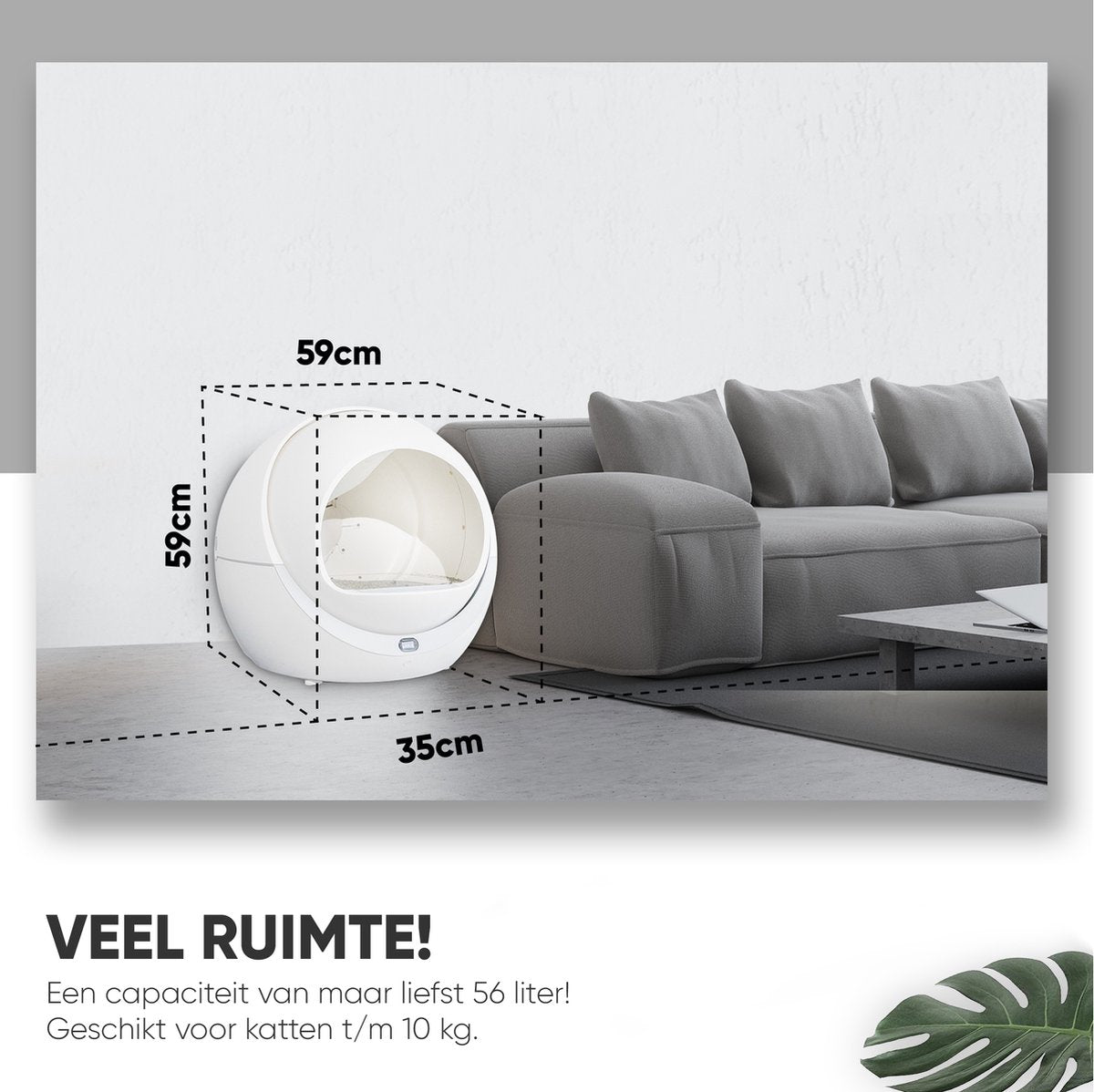  Petree Dome- Zelfreinigende Kattenbak - Automatisch - Katten - Anti-geur - 60 X 35 X 60 Cm